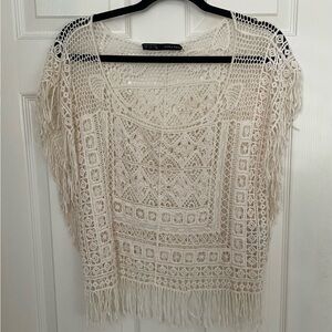 Zara crochet top, cream, size L
